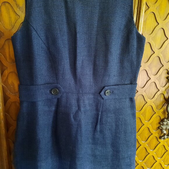 J. Crew Navy Blue Sheath Dress with Waist Tabs - Size 2P - Picture 5 of 16